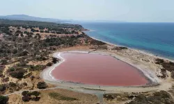 (Özel) 2 Bin Yıllık Antik Liman Kalpli Pembe Göle Dönüştü