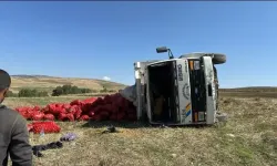 Soğan Yüklü Kamyon Devrildi