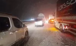 Tem Bolu Mevkiinde Kar Yağışı Nedeniyle Trafik Durdu