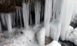 Bayburt’ta Sırakayalar Şelalesi Buz Tuttu