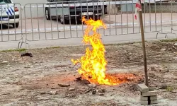 Yer Etüdü Sırasında Alevlenen Metan Gazı Hala Yanıyor