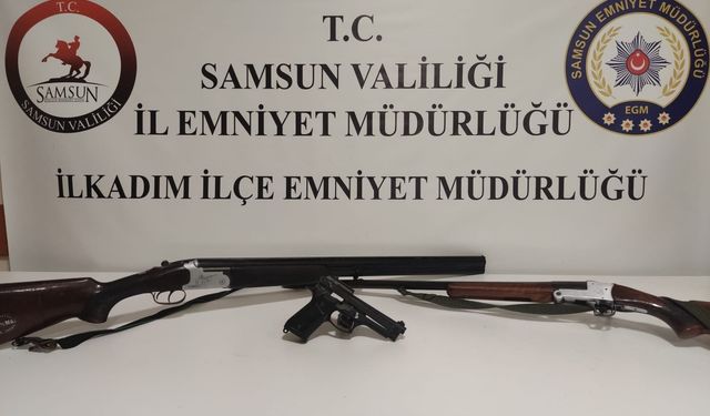 Samsun'da ruhsatsız tüfek ve tabanca ile yakalanan kişi gözaltına alındı