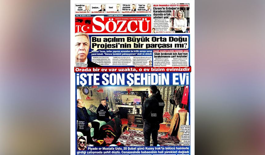 Tahtasız'ın Şehit Babasına Ziyareti Sözcü’nün Manşetinde