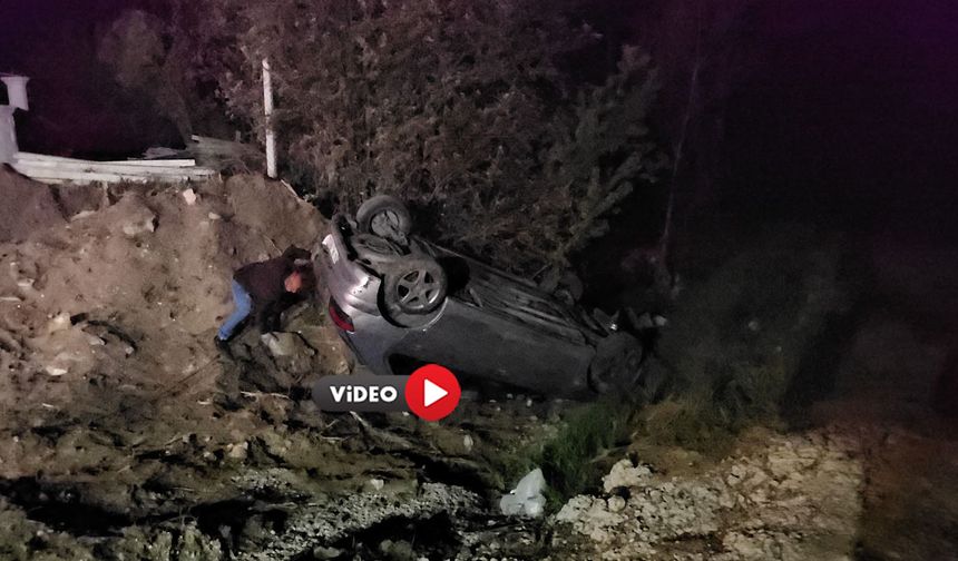 Bağlarda Otomobil Devrildi, Sürücü Yaralı
